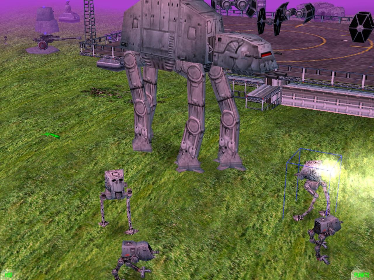 [26/11/2001] FAMILIENTREFFEN Verschiedene AT-Walker im Größenvergleich. Der riesige AT-AT ist dank schwerer Panzerung am robustesten.